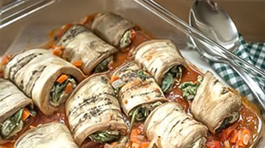 Auberginebroodjes Met Romige Plantaardige Vulling